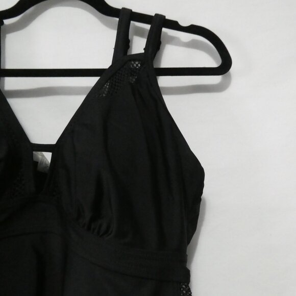 CACTUS | 1X | Elegant Black Tankini | Mesh Side and Upper Panels - Picture 5 of 13
